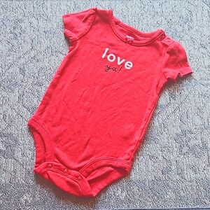 9mo Carter's red "Love ya!" Onesie, 100% cotton, snaps at bottom & top shoulder